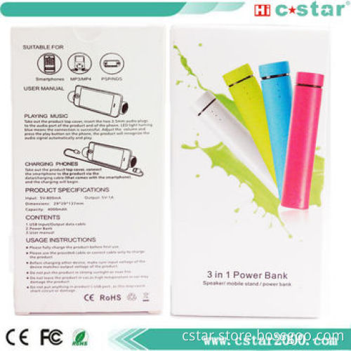 4,000mAh Portable Power Bank with Speaker Function, 5 Hours Charging Time